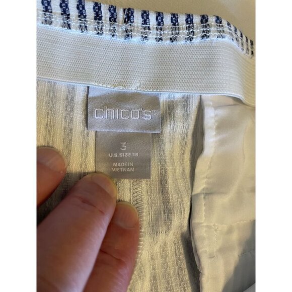 Chico's So Slimming Women Pants 3 US XL/16 Straight Crop Stripe Blue White  NEW - Picture 6 of 11